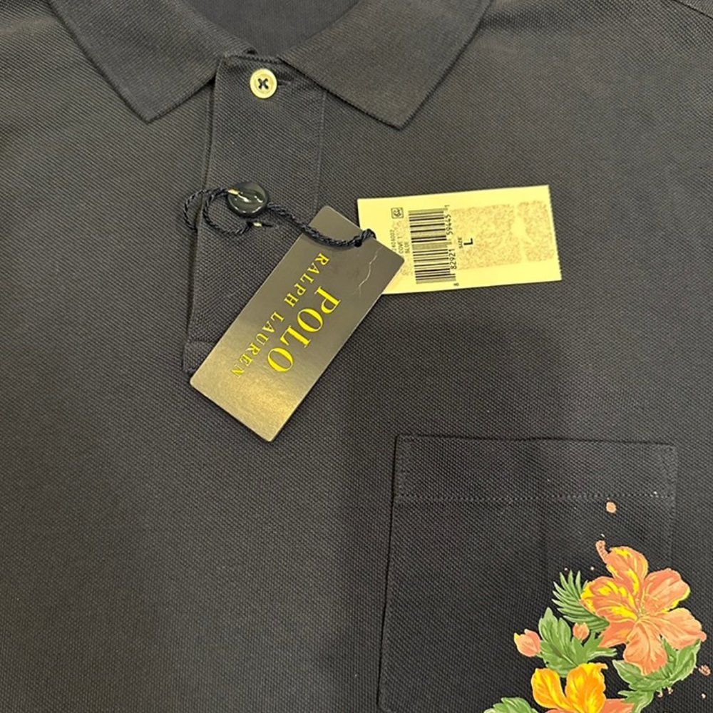 Polo Ralph Lauren Custom Slim Fit Floral Mesh Polo Shirt, Large Size, NWT - Picture 4 of 10